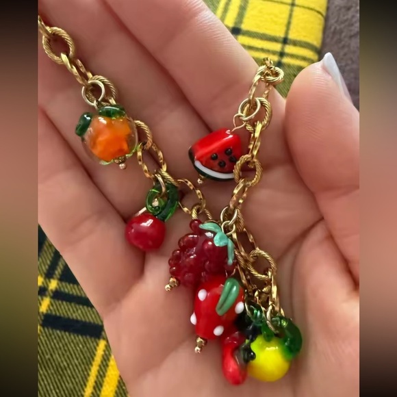 Tutti Frutti Charm 18K Gold Stainless Steel Waterproof Necklace - Picture 8 of 8